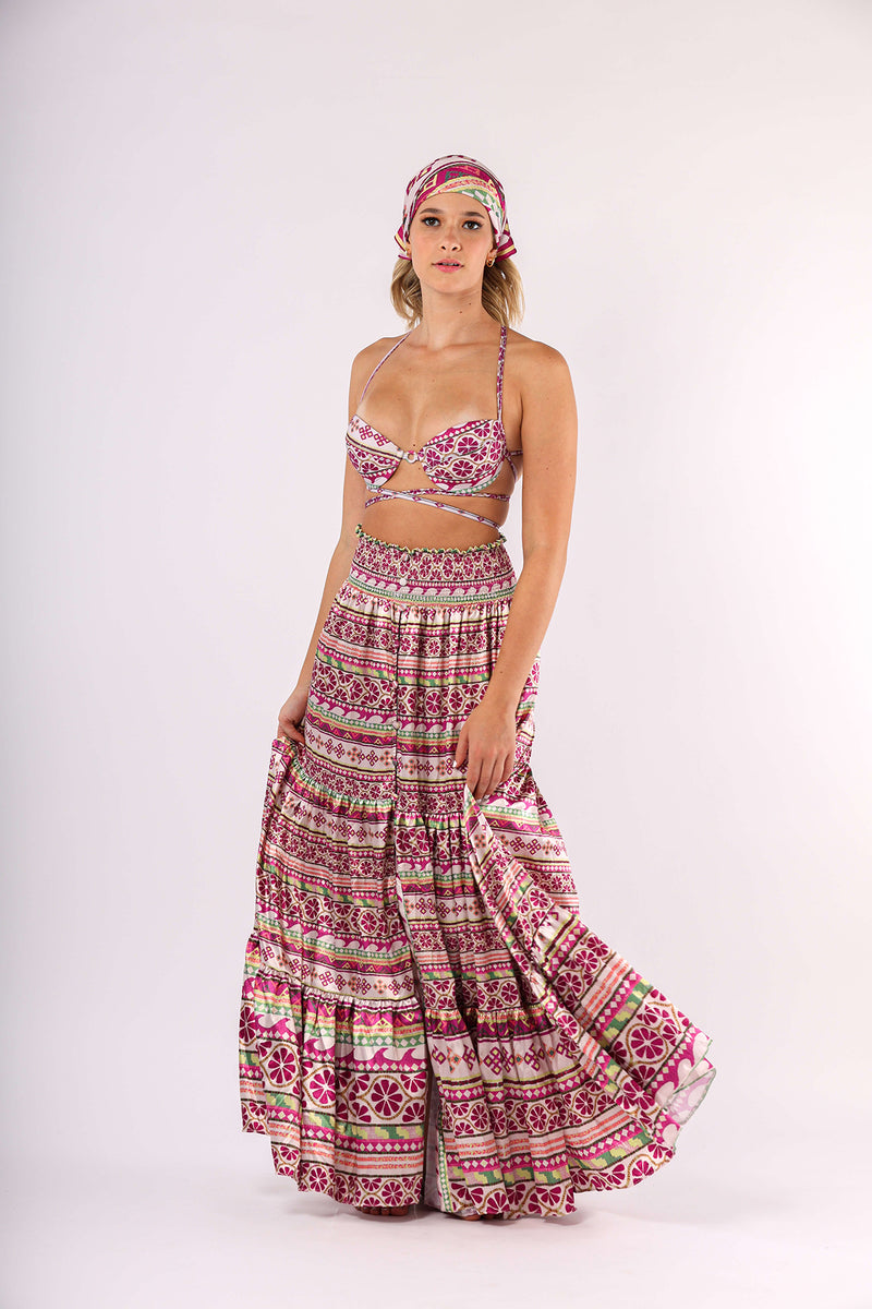 Pink Alhambra Maxi Skirt